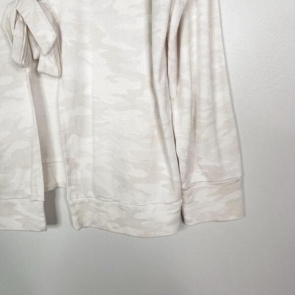 Vimmia Medium M White Soothe Tie Back Camo Print Sweatshirt Crew Neck Keyhole - Picture 9 of 12